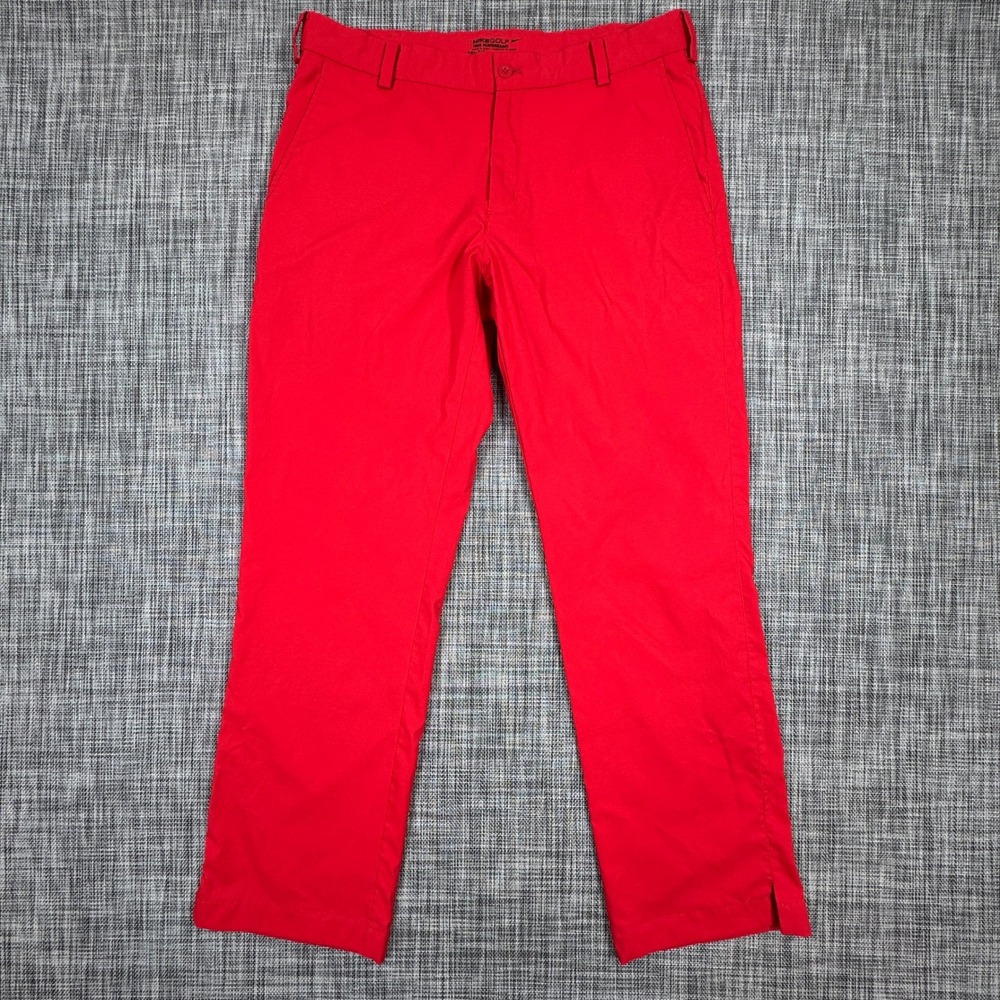 Nike Golf Tour Performance Dri-Fit Pants Mens 33x30 Red Stretch Flat Front Chino